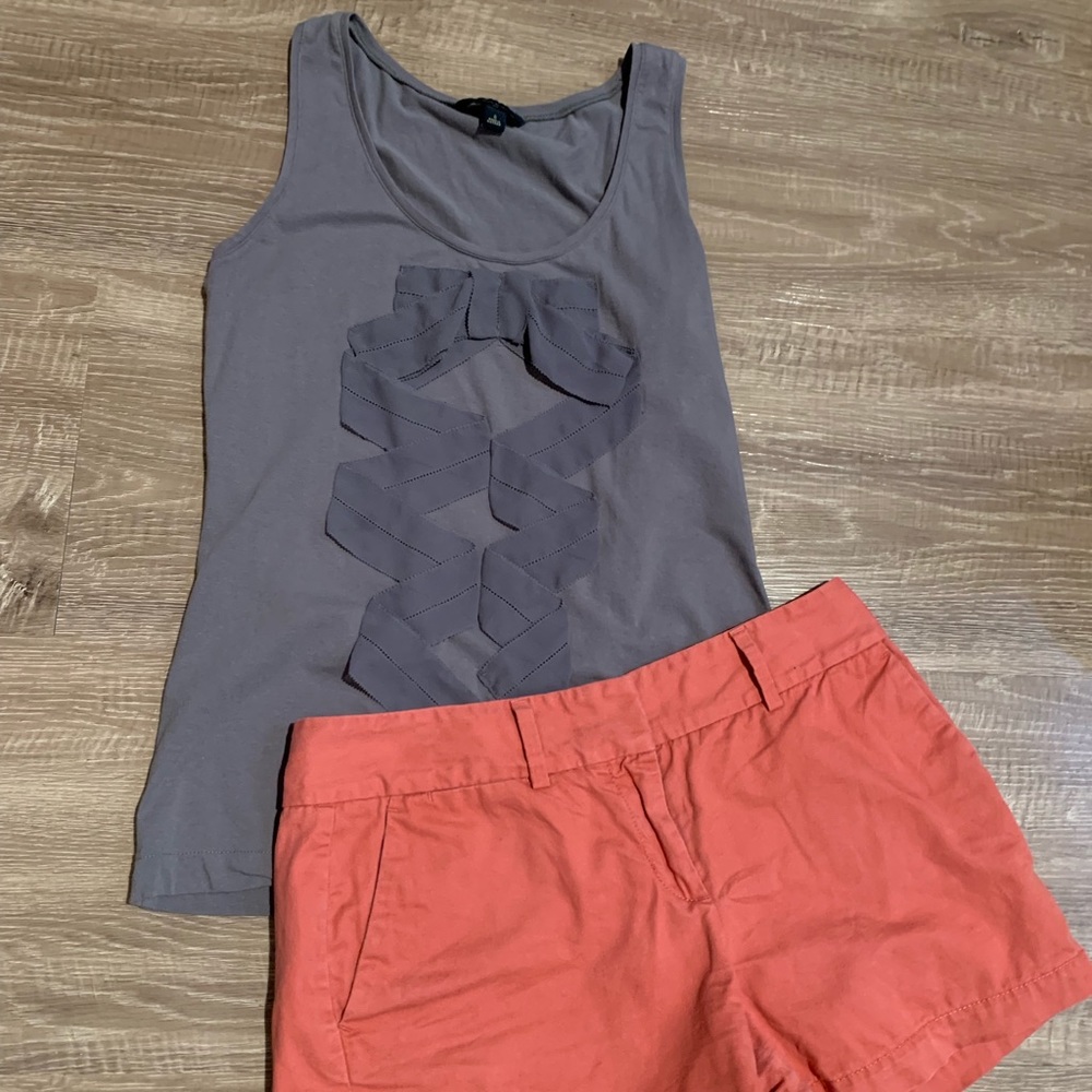 Banana Republic Gray Tank Top Bow Detail Small
